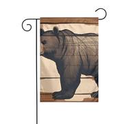WHJSHOP Drapeau de jardin motif ours noir de dessin animé 30,5 x 45,7 cm pour décoration de cour avec une largeur de poteau de 3 cm (drapeau uniquement, mât non inclus)