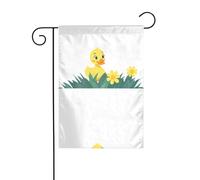 WHJSHOP Drapeau de jardin motif petit canard dans la fleur jaune 30,5 x 45,7 cm pour décoration de cour avec 3 cm de largeur (drapeau uniquement, mât non inclus)