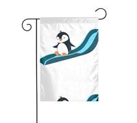 WHJSHOP Drapeau de jardin motif petit pingouin sur le toboggan 30,5 x 45,7 cm pour décoration de cour avec une largeur de poteau de 3 cm (drapeau uniquement, mât non inclus)