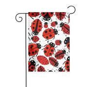 WHJSHOP Drapeau de jardin moucheté infini motif coccinelles 30,5 x 45,7 cm pour décoration de cour avec 3 cm de largeur (drapeau uniquement, mât non inclus)