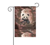 WHJSHOP Drapeau de jardin panda en fleur de pêcher 30,5 x 45,7 cm pour décoration de cour avec une largeur de poteau de 3 cm (drapeau uniquement, mât non inclus)