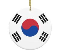 WHJSHOP Drapeau de la République de Corée - Arbre de Noël en céramique - Pendentif rond à suspendre - Conçu spécifiquement pour les vacances