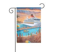 WHJSHOP Drapeaux de jardin à motif bateau de croisière pour fête de piscine, 30,5 x 45,7 cm pour décoration de cour avec une largeur de poteau de 3 cm (drapeau uniquement, mât non inclus)