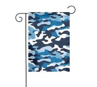 WHJSHOP Drapeaux de jardin à motif camouflage bleu 30,5 x 45,7 cm pour décoration de cour avec une largeur de poteau de 3 cm (drapeau uniquement, mât non inclus)