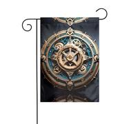 WHJSHOP Drapeaux de jardin à motif engrenages steampunk cool 30,5 x 45,7 cm pour décoration de cour avec une largeur de poteau de 3 cm (drapeau uniquement, mât non inclus)