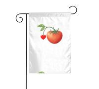 WHJSHOP Drapeaux de jardin à motif tomate avec petit cœur rouge, 30,5 x 45,7 cm pour décoration de cour avec une largeur de poteau de 3 cm (drapeau uniquement, mât non inclus)