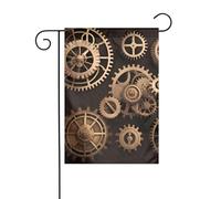 WHJSHOP Drapeaux de jardin avec engrenages mécaniques steampunk 30,5 x 45,7 cm pour décoration de cour avec une largeur de poteau de 3 cm (drapeau uniquement, mât non inclus)