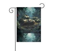 WHJSHOP Drapeaux de jardin avec motif tanks in the jungle 30,5 x 45,7 cm pour décoration de cour avec une largeur de poteau de 3 cm (drapeau uniquement, mât non inclus)