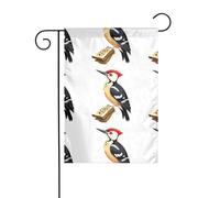 WHJSHOP Drapeaux de jardin avec pivert mangeant des insectes - 30,5 x 45,7 cm - Pour décoration de cour avec une largeur de poteau de 3 cm (drapeau uniquement, mât non inclus)