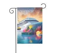 WHJSHOP Drapeaux de jardin imprimés de bateau de croisière pour fête de piscine, 30,5 x 45,7 cm pour décoration de cour avec une largeur de poteau de 3 cm (drapeau uniquement, mât non inclus)