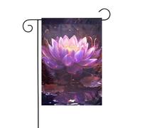 WHJSHOP Drapeaux de jardin imprimés fleurs de lotus violettes 30,5 x 45,7 cm pour décoration de cour avec une largeur de poteau de 3 cm (drapeau uniquement, mât non inclus)