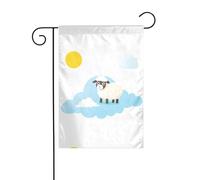 WHJSHOP Drapeaux de jardin imprimés « Little Sheep on the white cloud » - 30,5 x 45,7 cm - Pour décoration de cour - Largeur de poteau de 3 cm (drapeau uniquement, mât non inclus)