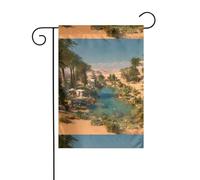 WHJSHOP Drapeaux de jardin imprimés oasis du désert 30,5 x 45,7 cm pour décoration de cour avec une largeur de poteau de 3 cm (drapeau uniquement, mât non inclus)