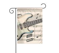 WHJSHOP Drapeaux de jardin imprimés pour guitare, basse, instruments de musique, 30,5 x 45,7 cm pour décoration de cour avec une largeur de poteau de 3 cm (drapeau uniquement, mât non inclus)