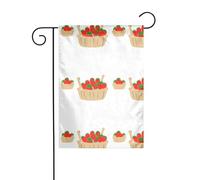 WHJSHOP Drapeaux de jardin motif grosses fraises dans la corbeille à fruits 30,5 x 45,7 cm pour décoration de cour avec 3 cm de largeur (drapeau uniquement, mât non inclus)