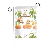 WHJSHOP Drapeaux de jardin représentant des animaux cueillant des pêches, 30,5 x 45,7 cm pour décoration de cour avec une largeur de poteau de 3 cm (drapeau uniquement, mât non inclus)