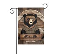 WHJSHOP Drapeaux de jardin rustiques à motif ours de lodge 30,5 x 45,7 cm pour décoration de cour avec une largeur de poteau de 3 cm (drapeau uniquement, mât non inclus)