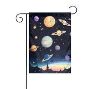 WHJSHOP Drapeaux de jardin Saturne Jupiter Earth Prints 30,5 x 45,7 cm pour décoration de cour avec une largeur de poteau de 3 cm (drapeau uniquement, mât non inclus)