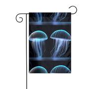 WHJSHOP Drapeaux de jardin transparents imprimés méduses 30,5 x 45,7 cm pour décoration de cour avec une largeur de poteau de 3 cm (drapeau uniquement, mât non inclus)