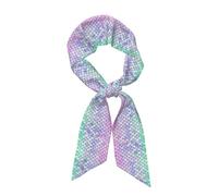 WHJSHOP Écharpe en soie imprimée écailles de sirène pour femme, bande douce et lisse, accessoires de sac à main