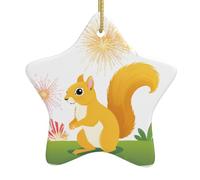 WHJSHOP en céramique à suspendre pour sapin de Noël - Écureuil doré qui regarde les feux d'artifice - Peut ajouter une touche romantique aux festivals ou aux fêtes