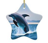 WHJSHOP en céramique à suspendre pour sapin de Noël Motif dauphins sautant sur les arbres, les portes et les fenêtres