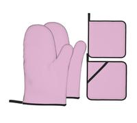 WHJSHOP Ensemble de 4 pièces de cuisine à motif fleurs de cerisier rose comprenant 2 gants isothermes et 2 coussinets pour couvercles de casserole avec poches, épais et durable