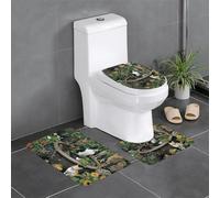 WHJSHOP Ensemble de tapis de sol 3 pièces Cat By Flower Tank imprimé absorbant l'eau et antidérapant pour salle de bain, toilettes et cuisines