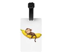 WHJSHOP Étiquette de bagage en PVC durable avec bracelet amovible pour le | Sac à dos, identification de valise - En vrac pour hommes et femmes Singe endormi sur une banane imprimés