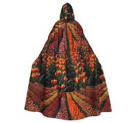WHJSHOP Fields of tulipes Impression Halloween Cape à capuche pour adulte Grande cape à capuche avec nœud papillon, sans fermeture éclair