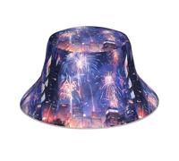 WHJSHOP Fireworks in The City at Night Chapeau cloche réfléchissant respirant pour homme et femme pour voyage, camping Noir