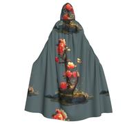 WHJSHOP Flowers On The Ship'S Anchor Picture Halloween Cape à capuche pour adulte Vêtements pour hommes et femmes Manteau Jeu de rôle