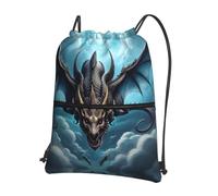 WHJSHOP Flying Dragon Prints Sac à dos zippé avec cordon de serrage - Sac de sport léger et résistant à l'eau avec poche avant et organiseur intérieur pour voyage, yoga, et plus encore