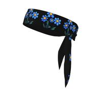 WHJSHOP Foulard de sport à motif trois petites fleurs bleues, bandeau décontracté, élastique, absorbant la transpiration, réglable, antidérapant
