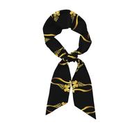 WHJSHOP Foulard tendance pour femme avec papillon doré imprimé en satin