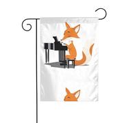 WHJSHOP Fox playing the piano_107366009 Drapeaux de jardin à motifs 30,5 x 45,7 cm pour décoration de cour avec une largeur de poteau de 3 cm (drapeau uniquement, mât non inclus)