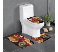 WHJSHOP Fresh Oranges Kiwis Lot de 3 tapis de sol antidérapants (61 x 40,6 cm) pour toilettes, coiffeuse et toilettes, facile à nettoyer