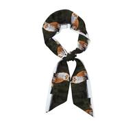 WHJSHOP Funny Fox Écharpe longue bande en soie imprimée pour femme, bande douce et lisse, accessoires de sac à main
