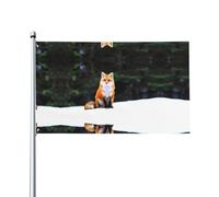 WHJSHOP Funny Fox Prints Drapeau décoratif d'extérieur en polyester de haute qualité pour jardin, terrasse et présentations festives 0,9 x 1,5 m