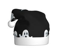 WHJSHOP Ghosts Floating in the air Pattern Men's and Women Plush Christmas Hats Adult New Year Holiday Party Caps
