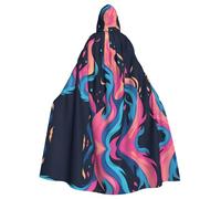 WHJSHOP Grande cape à capuche pour adulte avec nœud papillon, sans fermeture éclair - Imprimé feu bleu et rose