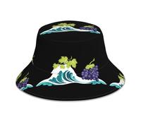 WHJSHOP Grapes in The Waves Chapeau bob réfléchissant imprimé homme femme décontracté extérieur noir