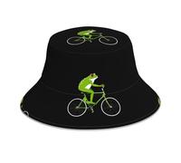 WHJSHOP Grenouille sur une image de vélo chapeau bob réfléchissant respirant pour homme et femme pour voyage, camping noir