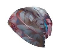 WHJSHOP Guépard en persan imprimé fleur bonnet tricot adulte bonnet doux confortable extensible pour homme femme noir