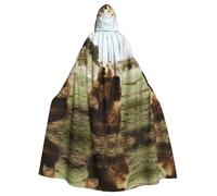 WHJSHOP Hi Bear Sit On The Lawn Picture Cape à capuche pour adulte pour jeux de rôle, costumes de scène, fêtes Entretien facile