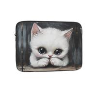 WHJSHOP Housse portable antichoc pour ordinateur portable avec imprimé chat gourmand blanc pour homme et femme, voyage d'affaires, bureau et usage quotidien