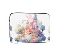 WHJSHOP Housse pour ordinateur portable à motif lapin sur le château - Housse résistante aux chocs pour ordinateur portable pour homme et femme, voyage d'affaires, école et bureau