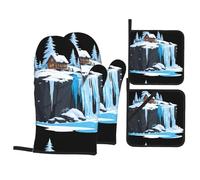 WHJSHOP Icefall in Winter Lot de 4 maniques isolantes anti-brûlure et isolation thermique
