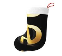 Whjshop Impression créative de lettres noires et dorées - Chaussettes de Noël imprimées des deux côtés - Grande capacité - Décorations d'intérieur