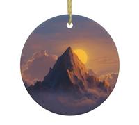 WHJSHOP Jinshan at sunset Printing Christmas Tree Pendentif rond en céramique à suspendre - 7,4 cm exquis et durable